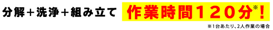 分解、洗浄、組み立て作業時間120分