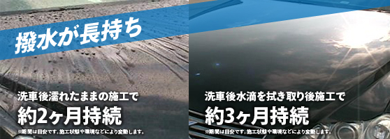 耐久性が高く撥水が長持ち