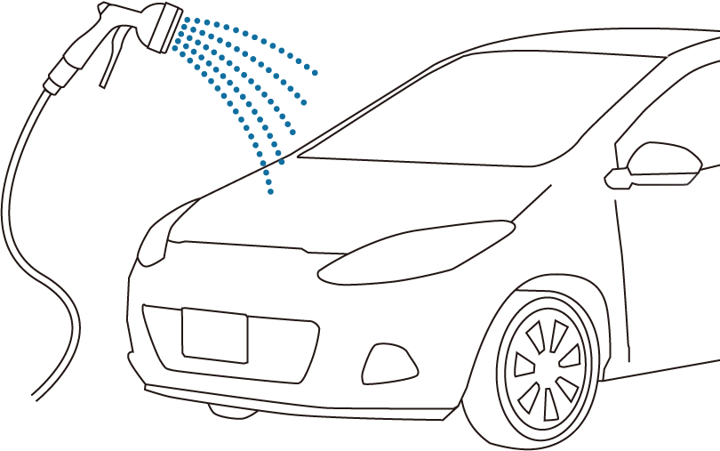 使用方法（コーティング施工）1：洗車のイラスト